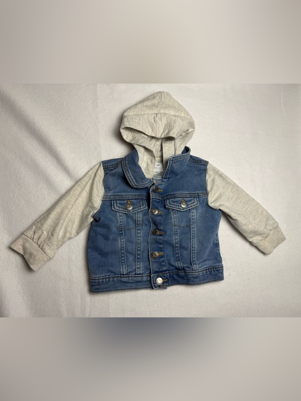 Okie Dokie Baby Denim Hooded Jacket Blue Gray